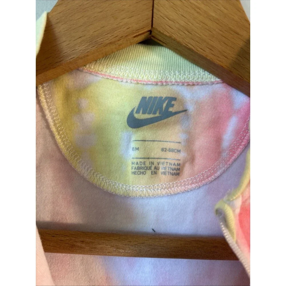 NIKE Baby Zip Up Outfit Tie Dye 6 Months Streetwear 80s Retro footed Pink Yellow